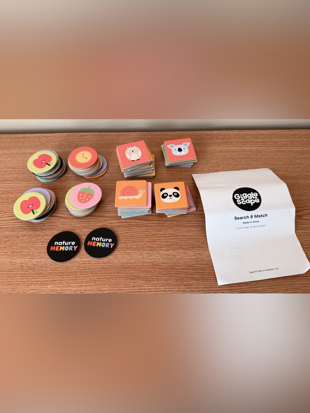 Giggle Scape Memory Kids Matching Game - Orange Animal Tiles